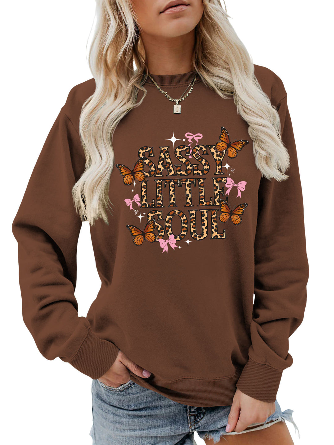 Damen Sweatshirt mit kunstvollem Schmetterlingsdesign Drune