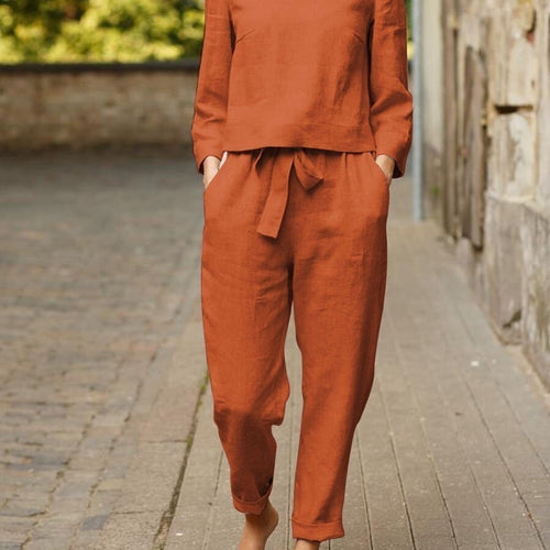 Damen lässiger Leinen-Overall mit lockerer Passform und praktischen Taschen Drune
