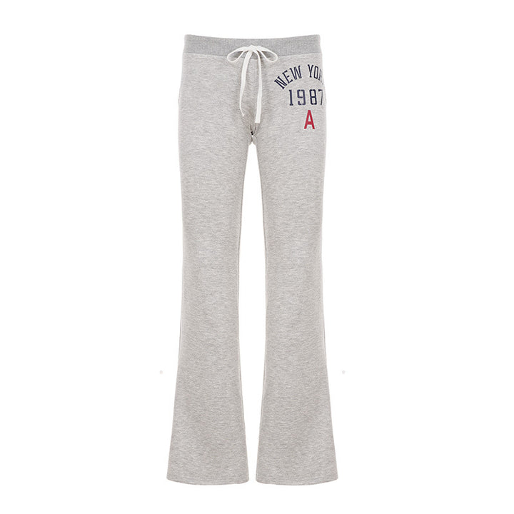 Damen Freizeit-Hosen mit hohem Bund und modischem Schriftzug Drune