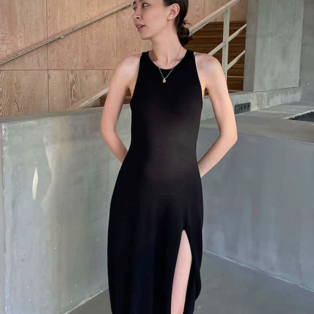 Damen figurbetontes Maxi-Kleid mit seitlichem Schlitz und modernem Schnitt Drune
