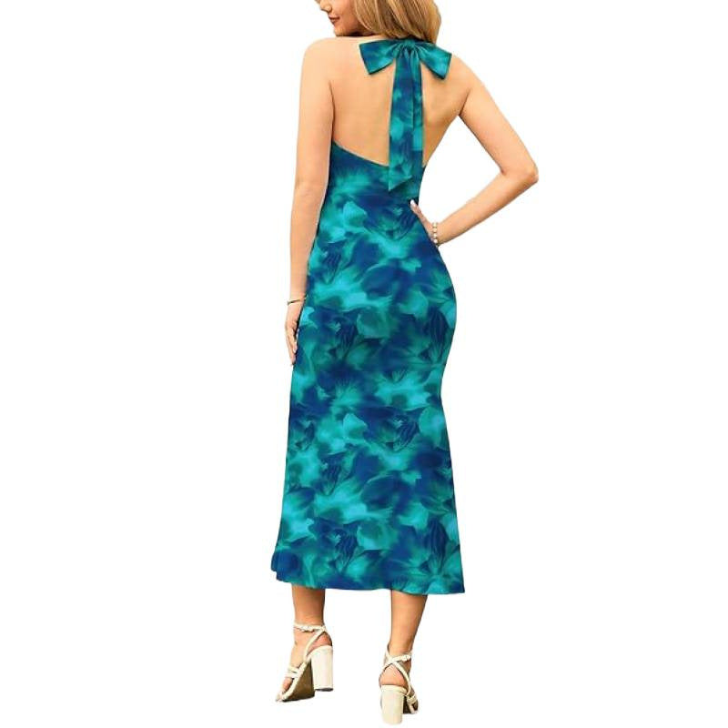 Damen Maxikleid mit floralem Design und spaghettiträgerschnitt Drune