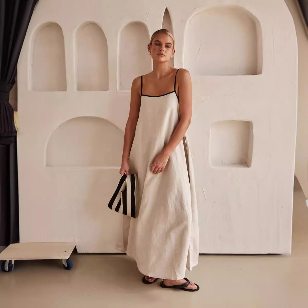 Damen luftiges Maxikleid mit feinen Trägern und sorgenlosem Schnitt Drune