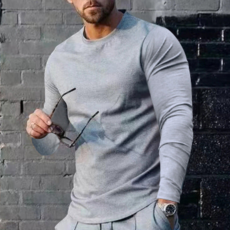 Herren hochwertiges Langarmshirt mit stylishem Rundhalsund und weicher Baumwollmischung Drune