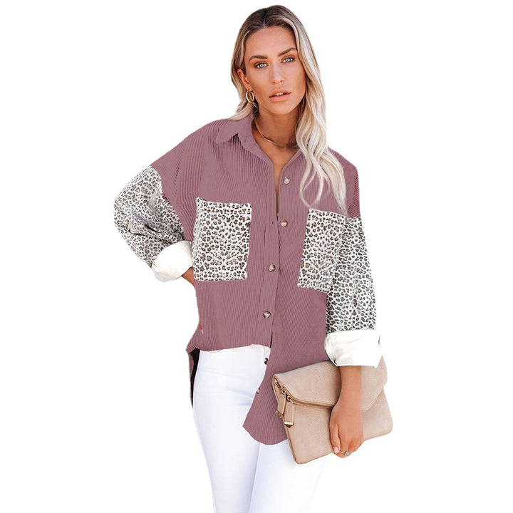 Damen Trendige Kordjacke mit Leo-Details Drune