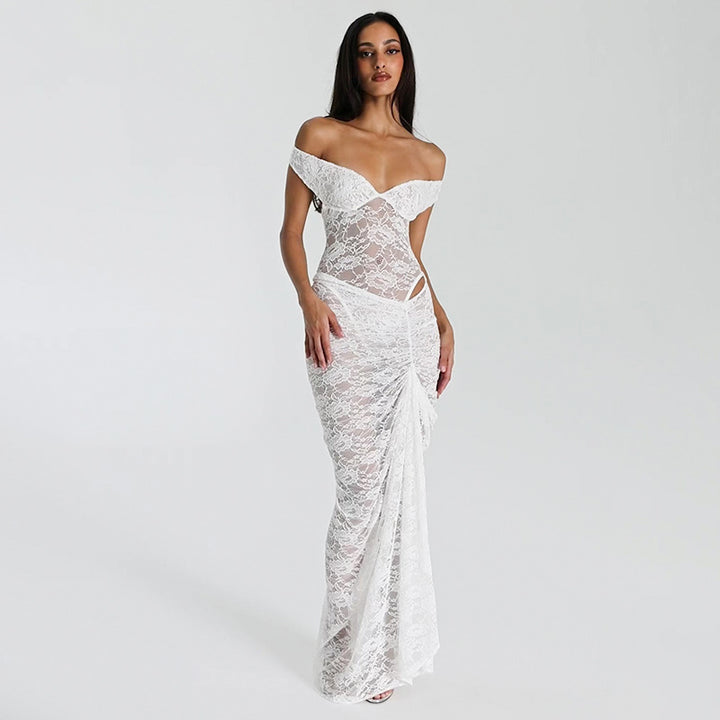Damen Spitzendesign Abendkleid Drune