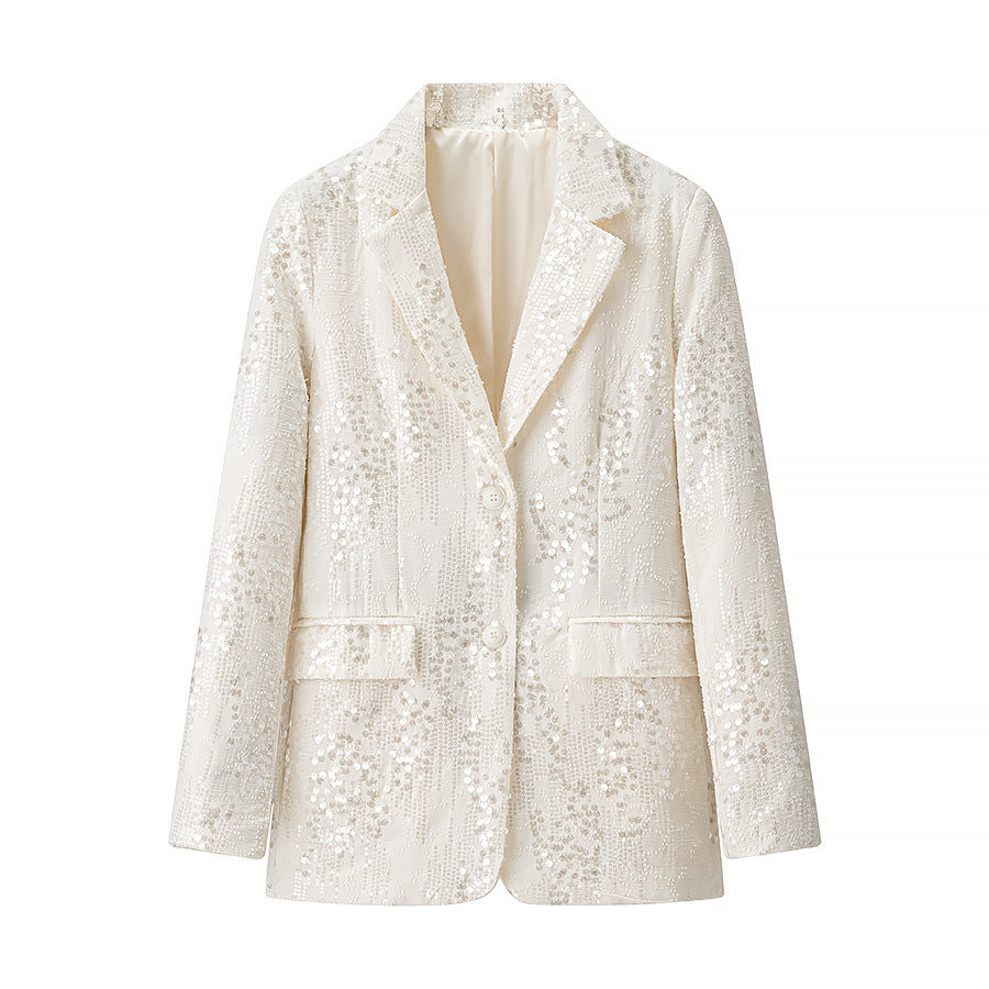 Damen dekorierte Blazerjacke mit glänzenden Pailletten Drune