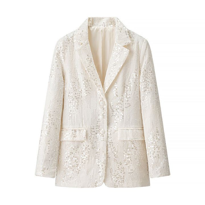 Damen dekorierte Blazerjacke mit glänzenden Pailletten Drune