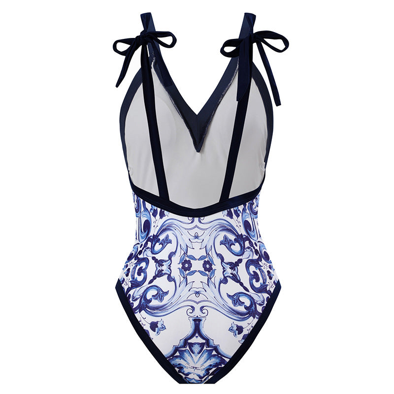 Damen Strandpareo mit elegantem floralen Design und verstellbarem Bindegürtel Drune