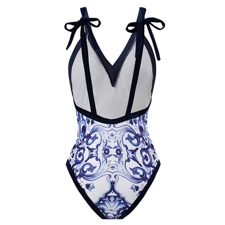Damen Strandpareo mit elegantem floralen Design und verstellbarem Bindegürtel Drune