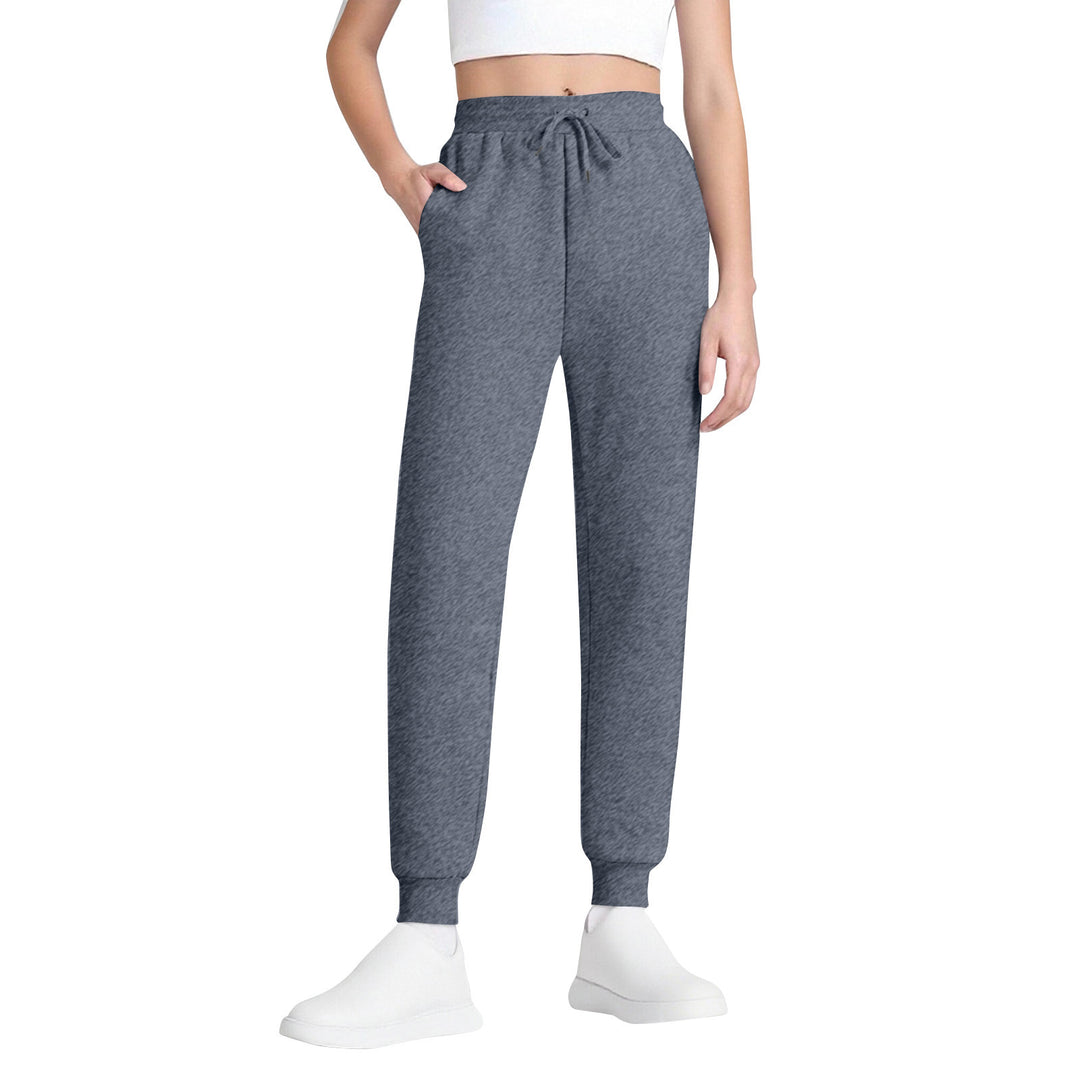 Damen nan schlanke hochgeschnittene Jogginghose mit Tunnelzug, Eingrifftaschen und Bündchen Drune