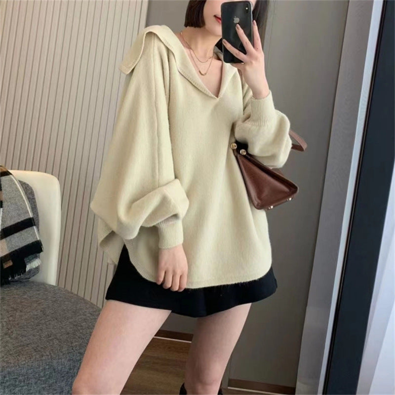 Damen modischer Kapuzenpullover mit voluminösen Ärmeln und eleganter Schnittführung Drune