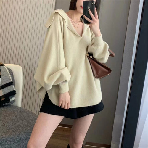 Damen modischer Kapuzenpullover mit voluminösen Ärmeln und eleganter Schnittführung Drune