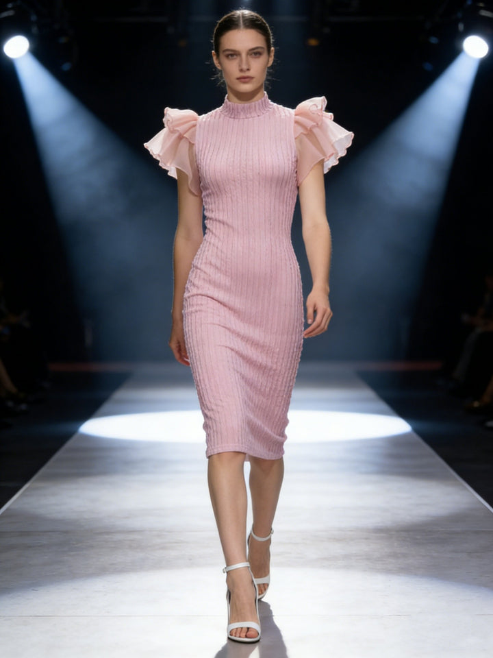 Damen Strickkleid mit Puffärmeln Drune