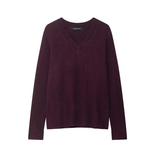 Damen V-Ausschnitt Strickpullover aus hochwertiger Baumwollmischung Drune