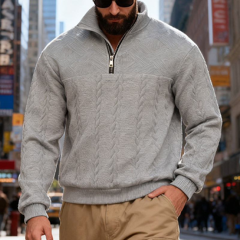 Herren Fleece-Pullover mit hohem Kragen und Reißverschluss Drune
