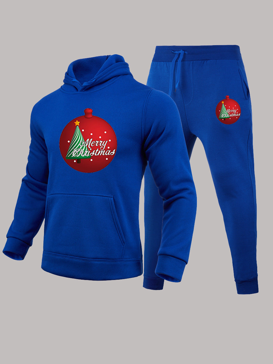 Damen lässiges Kapuzenpullover und Jogginghose Set mit festlichem Weihnachtsmotiv Drune