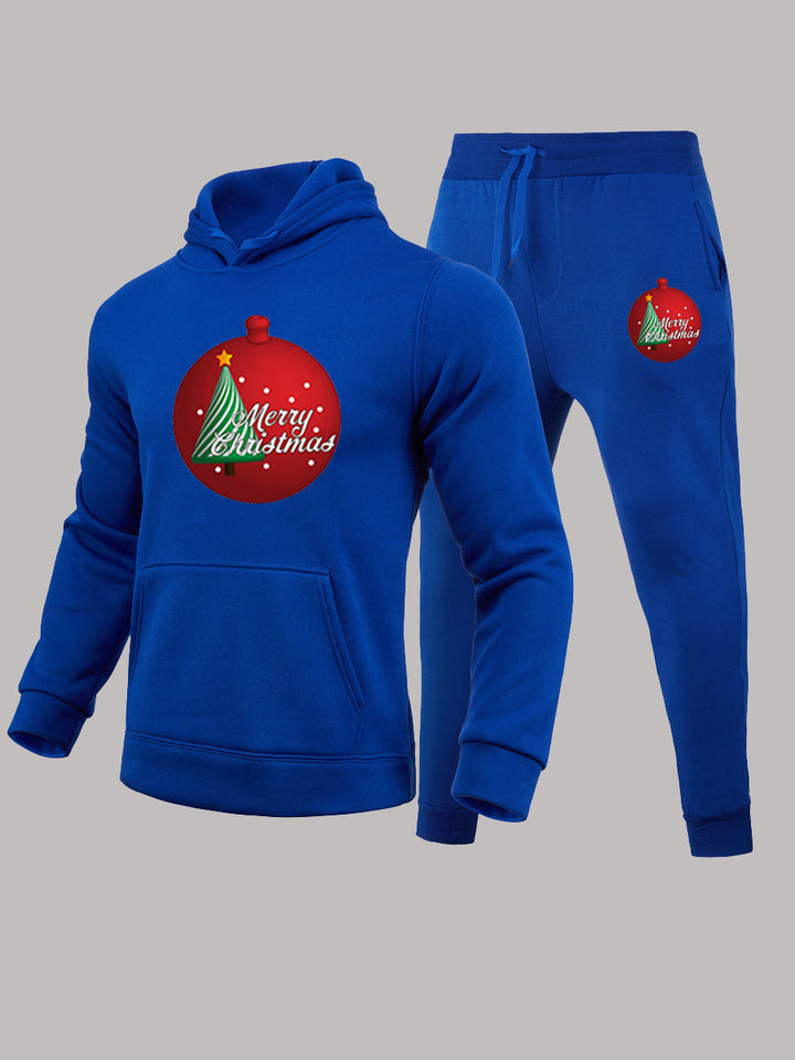 Damen lässiges Kapuzenpullover und Jogginghose Set mit festlichem Weihnachtsmotiv Drune