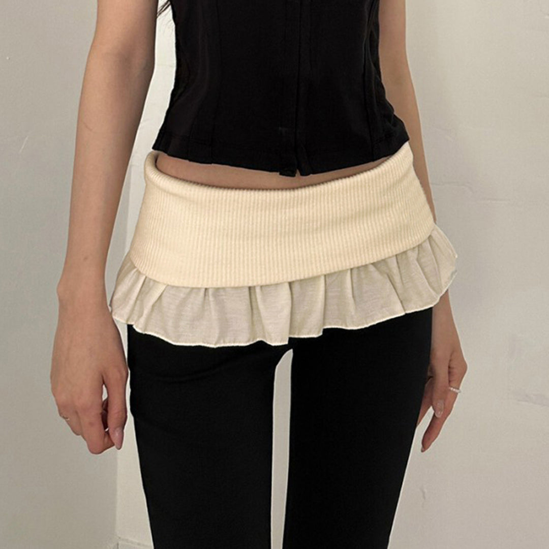 Damen Kunstleder Flared-Hose mit verstellbarem Gürtel Drune