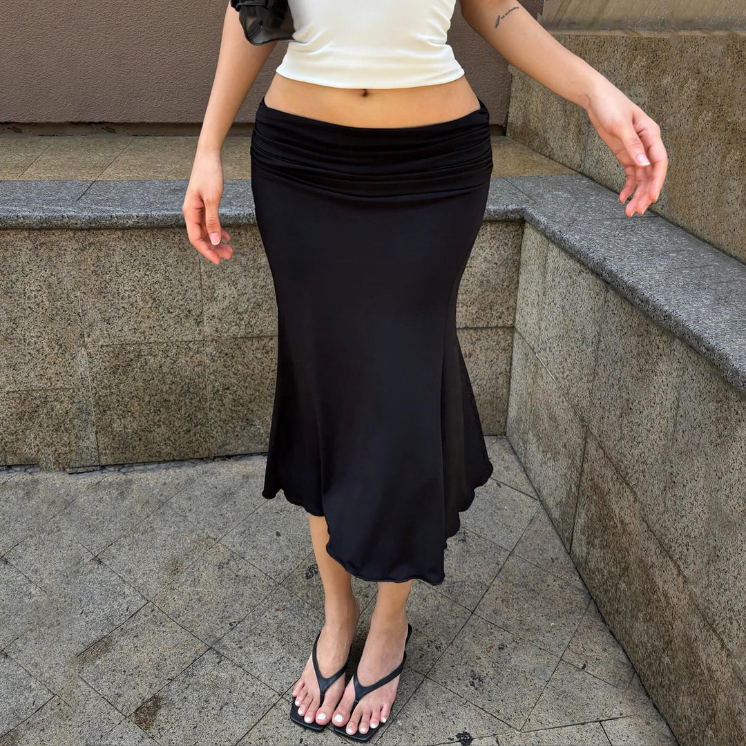 Damen Midi-Rock mit sanft fallendem Saum und elastischem Bund Drune