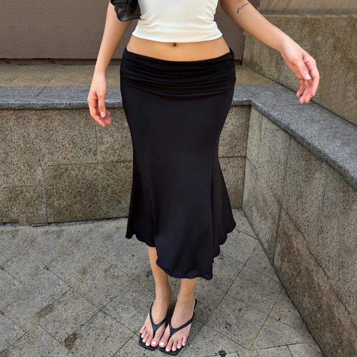 Damen Midi-Rock mit sanft fallendem Saum und elastischem Bund Drune