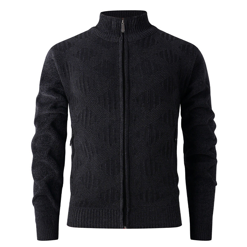 Herren Strickjacke mit strukturiertem Muster und hohem Kragen Drune
