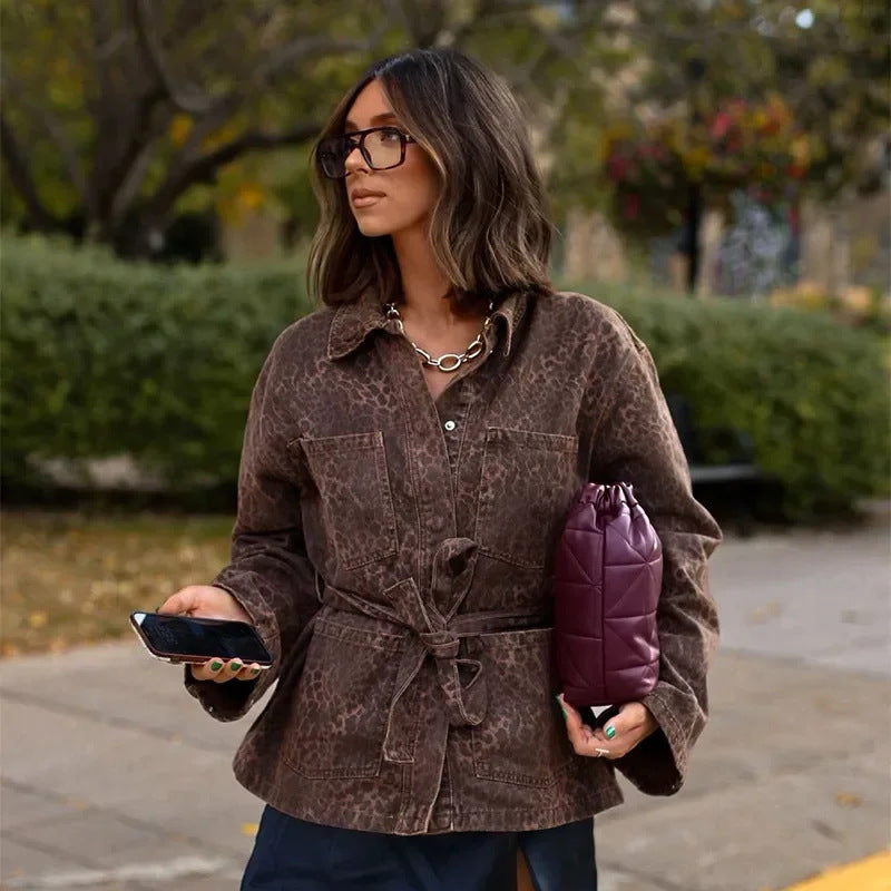Damen modische Jacke mit Gürtel Drune