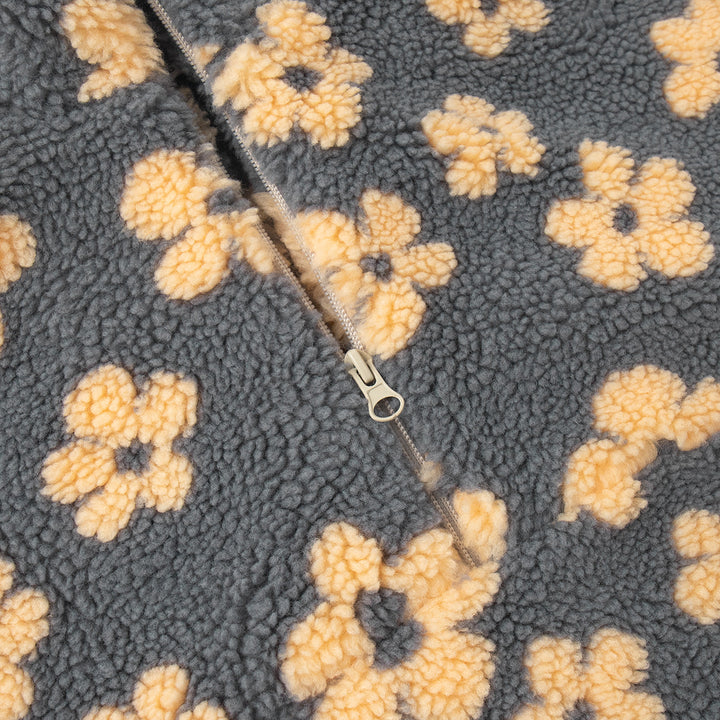 Damen lässiger Pullover mit Blumenmuster aus weichem Teddy-Stoff Drune