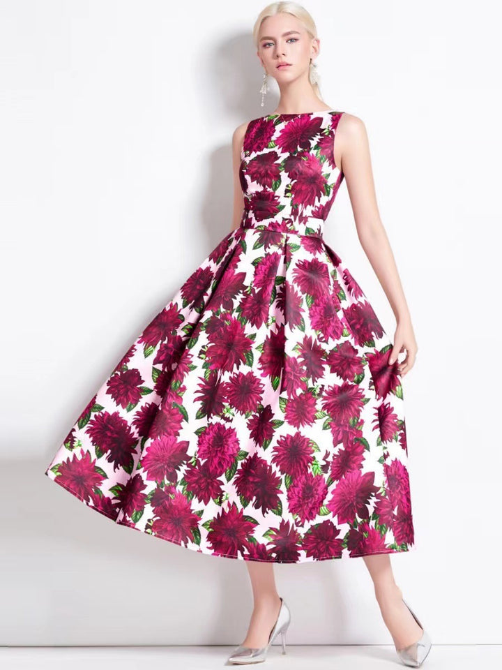 Damen Maxikleid mit floralen Applikationen und tailliertem Schnitt Drune