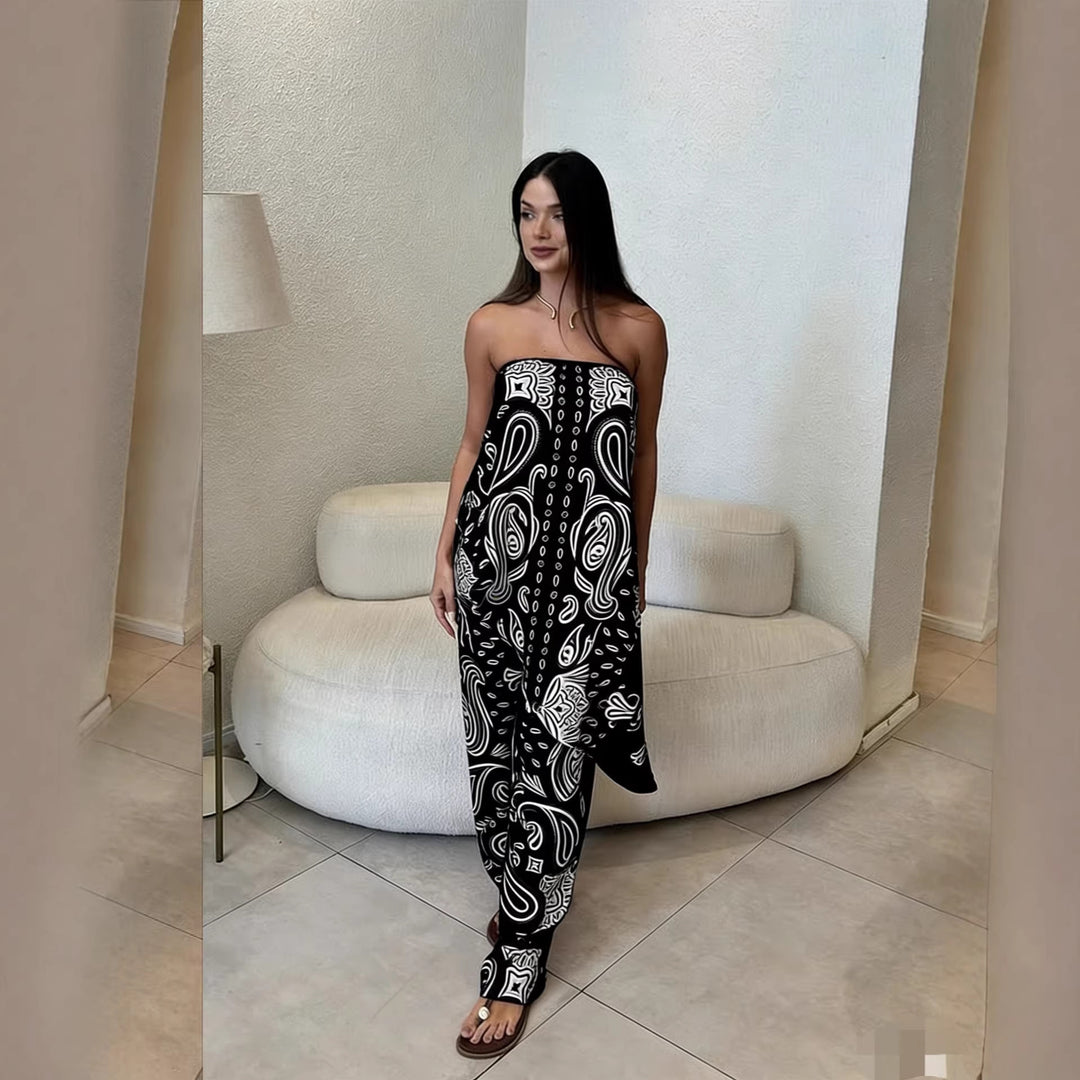 Damen lässiger Jumpsuit mit weitem Schnitt und stylischem Muster Drune