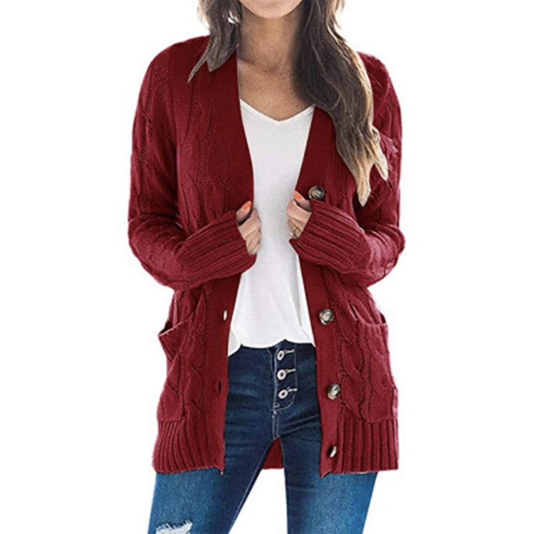 Damen Grobstrick-Cardigan mit praktischen Taschen und Knopfdetail Drune