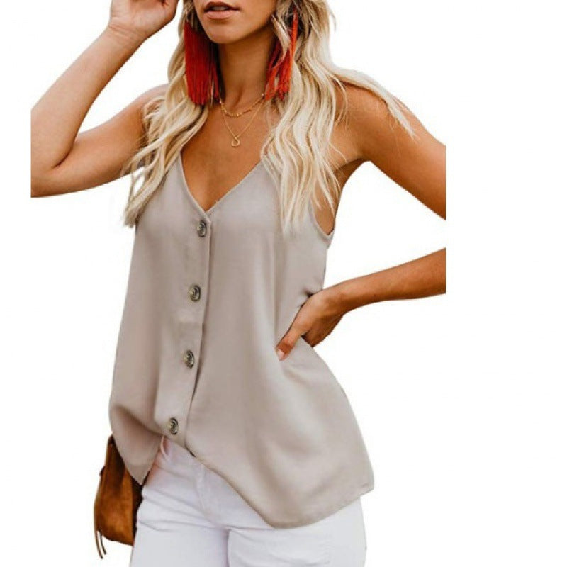 Damen Top mit Knopfdetail und verstellbaren Spaghettiträgern Drune