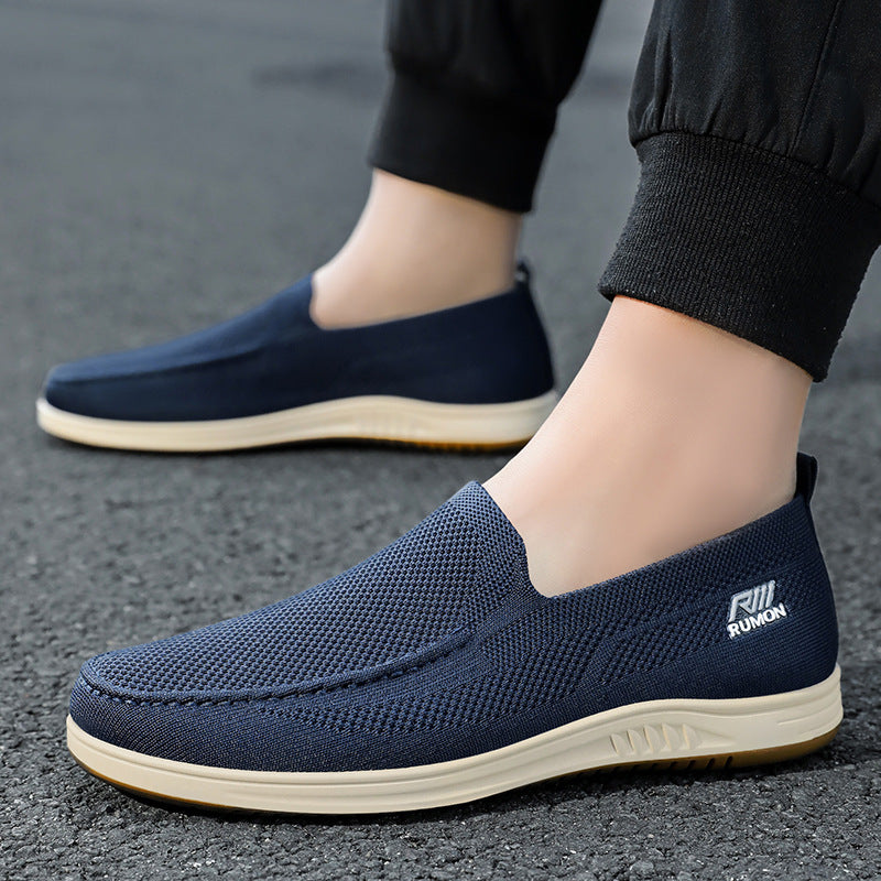Herren nan leichtgewichtiger Mesh-Mokassin-Slipper mit nahtlosem Strickoberteil, Memory-Komforteinlage und rutschfester Flexsohle Drune