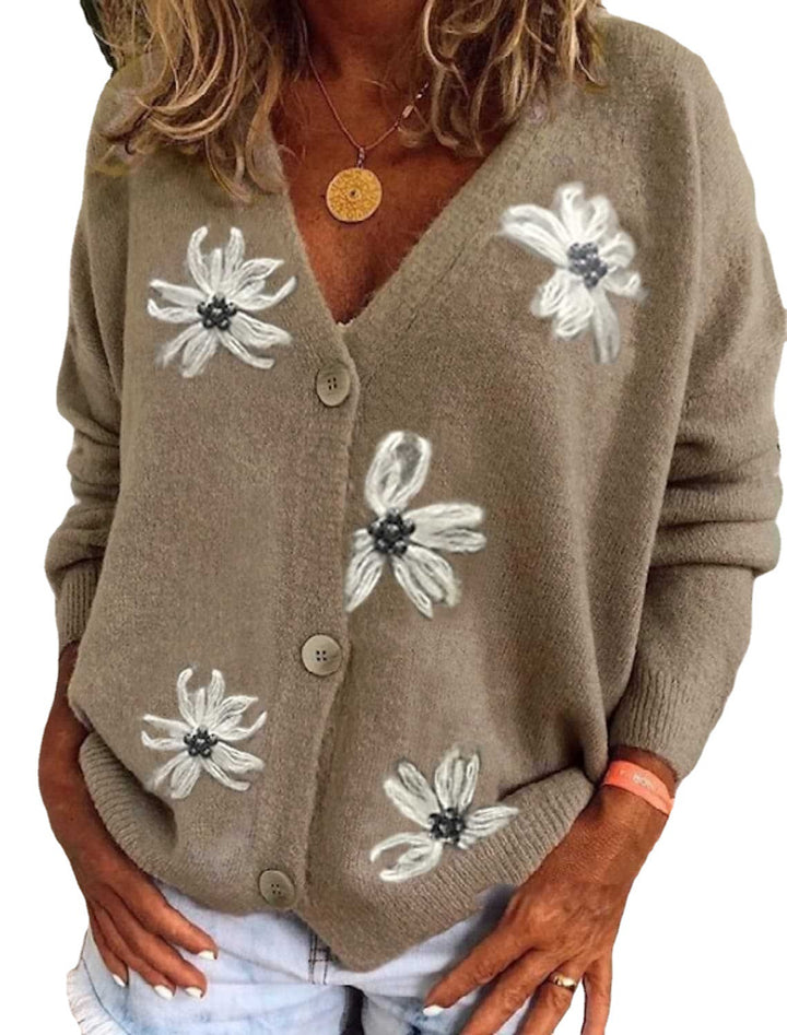 Damen Verspielter Cardigan mit floralem Muster Drune