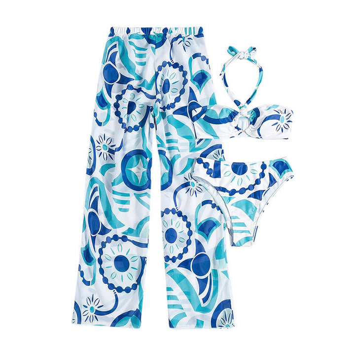 Damen Bikini-Set mit Bandeau-Oberteil und weitem Beinausschnitt Drune