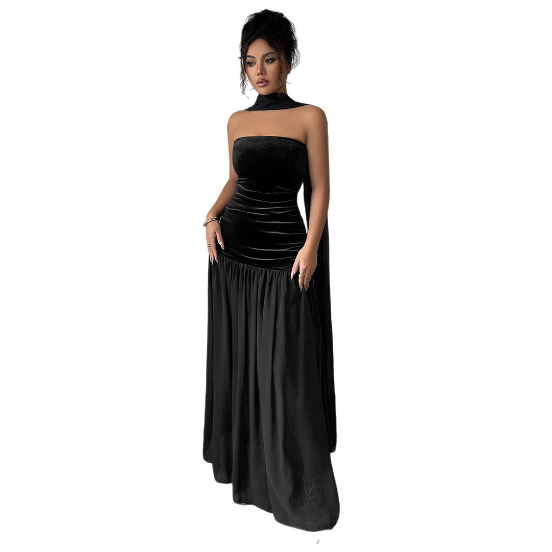 Damen Elegantes Abendkleid mit schulterfreiem Design und fließendem Rock Drune