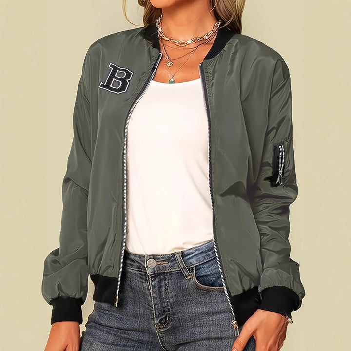 Damen lässige Bomberjacke mit praktischen Taschen und lässigem Schnitt Drune