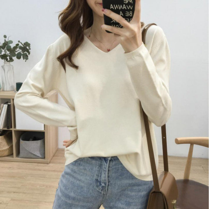 Damen V-Ausschnitt Pullover mit lässigem Schnitt und weichen Materialien Drune