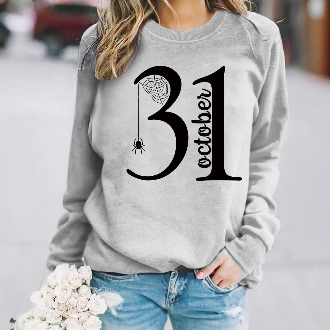 Damen Sweatshirt mit kreativem Halloween-Motiv und bequemer Passform Drune