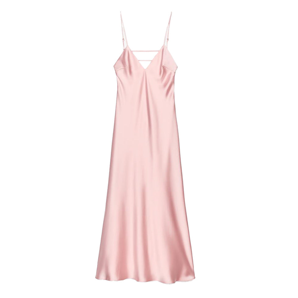 Femme Satin Slip Maxi Kleid mit verstellbaren Trägern Drune