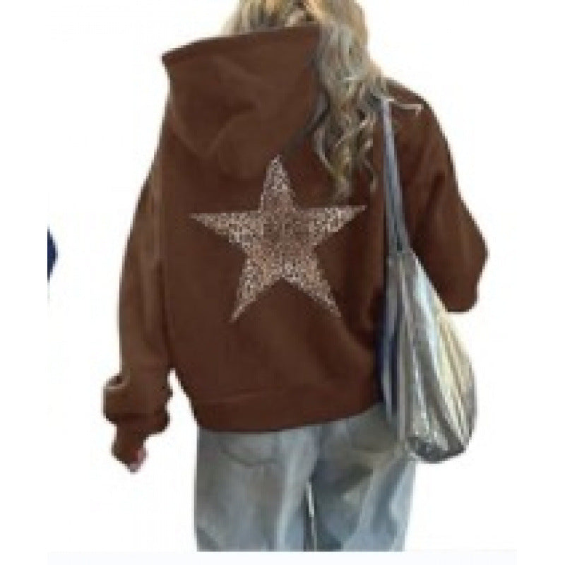 Damen Kapuzenpullover mit glitzerndem Sternmotiv Drune