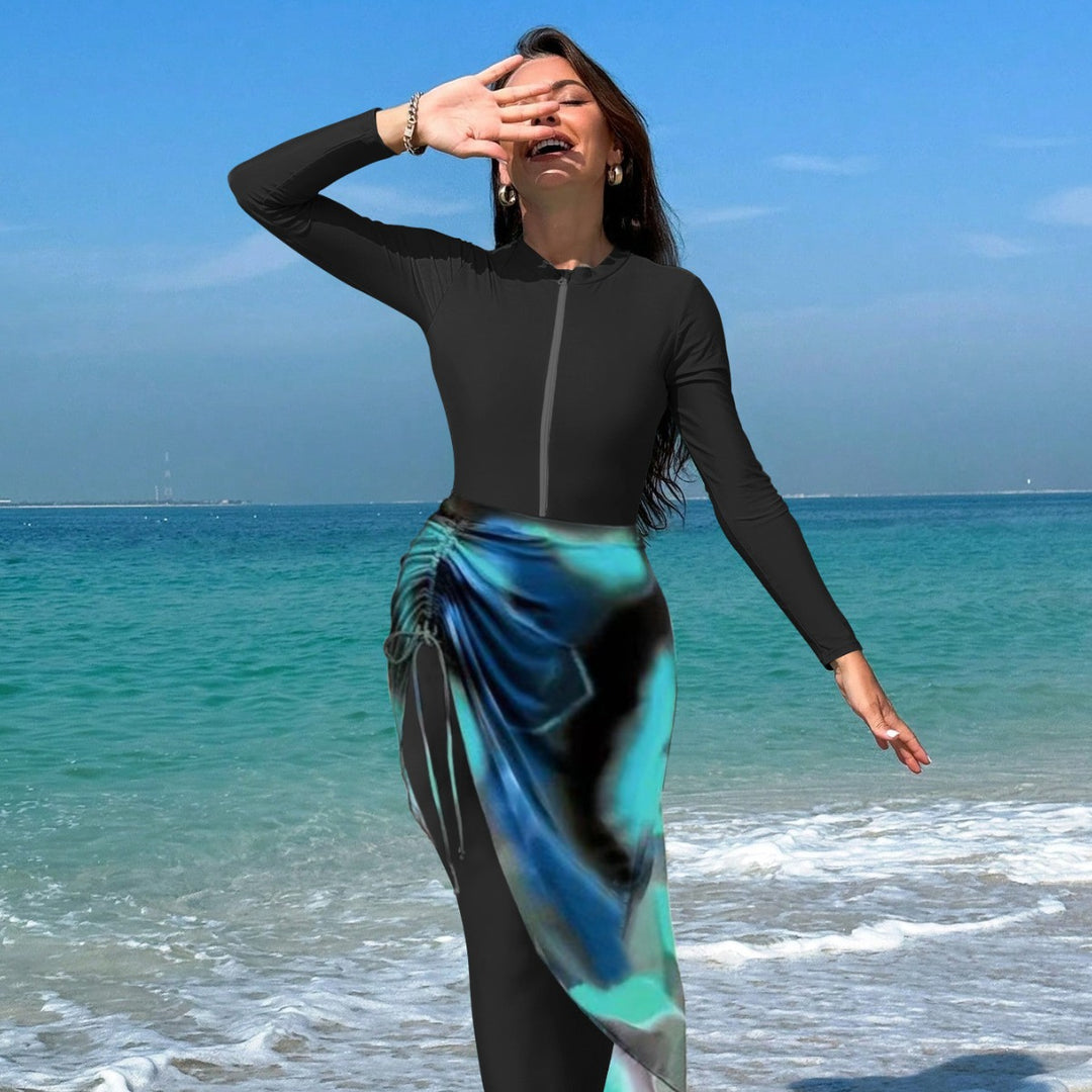 Damen sportlicher Langarm-Surfsuit mit raffinierten Wickeldetails Drune