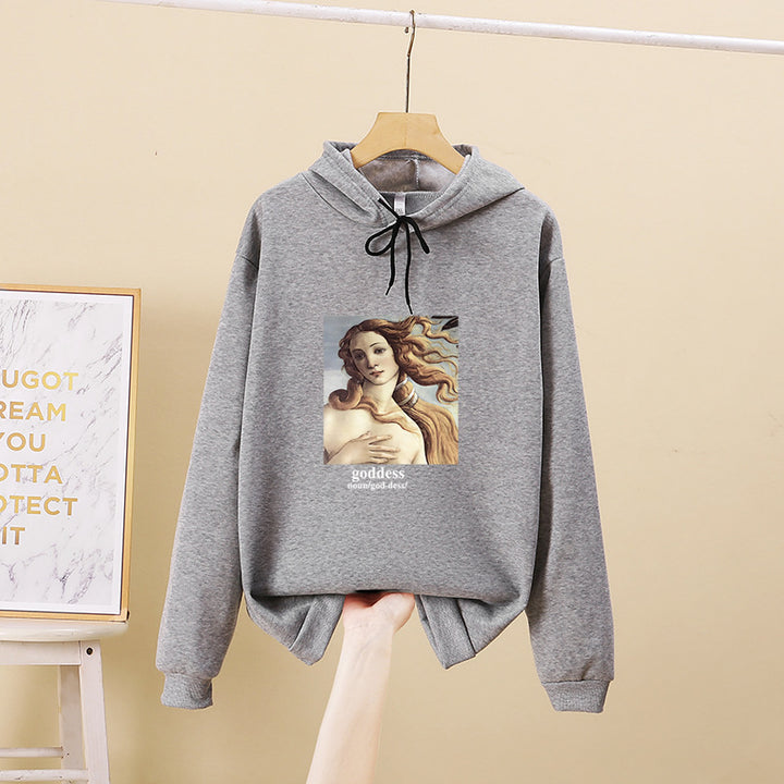 Damen Kapuzenpullover mit künstlerischem Druck Drune