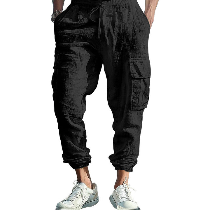 Herren luftige Cargo-Hose mit elastischem Bund und seitlichen Taschen Drune