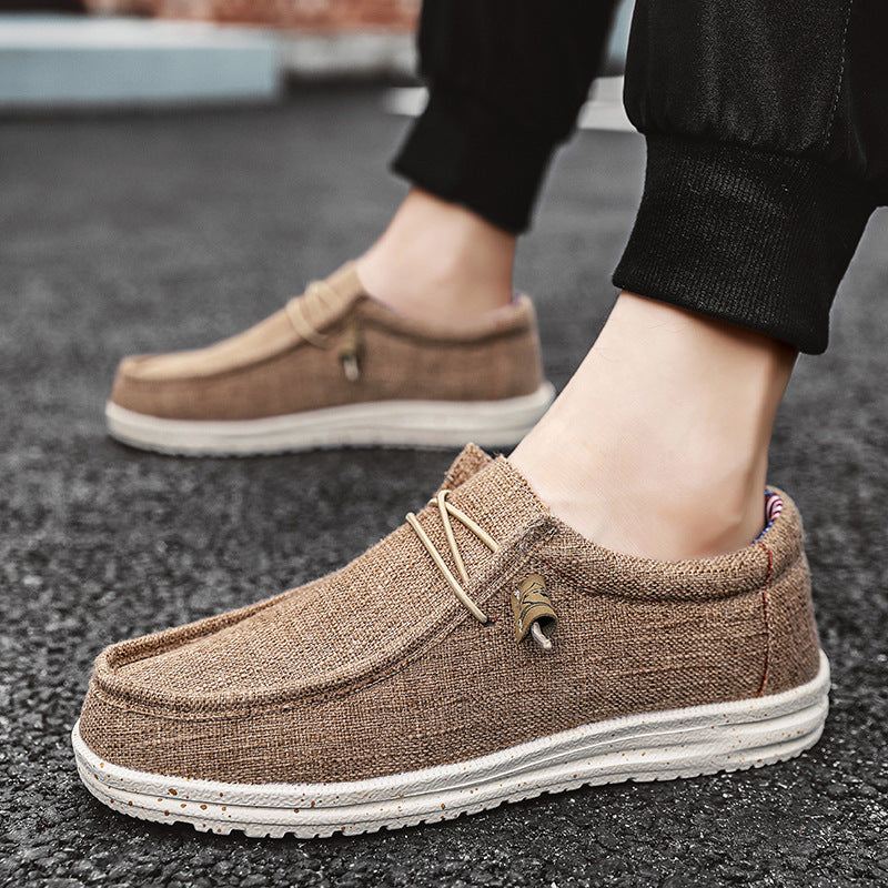 Unisex nan melierter Strick-Mokassin-Slipper mit elastischem Kordelzug und gedämpfter EVA-Laufsohle Drune