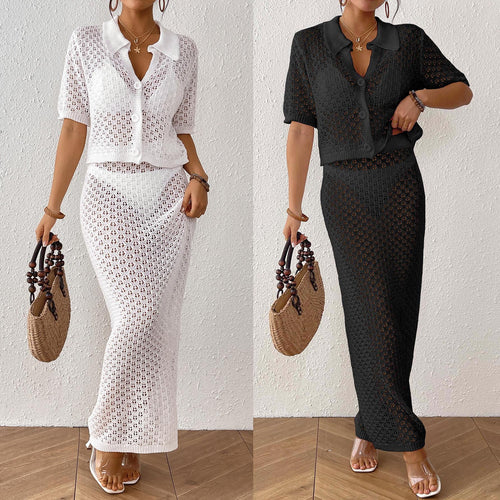 Damen elegantes Häkel-Kimono-Set Drune