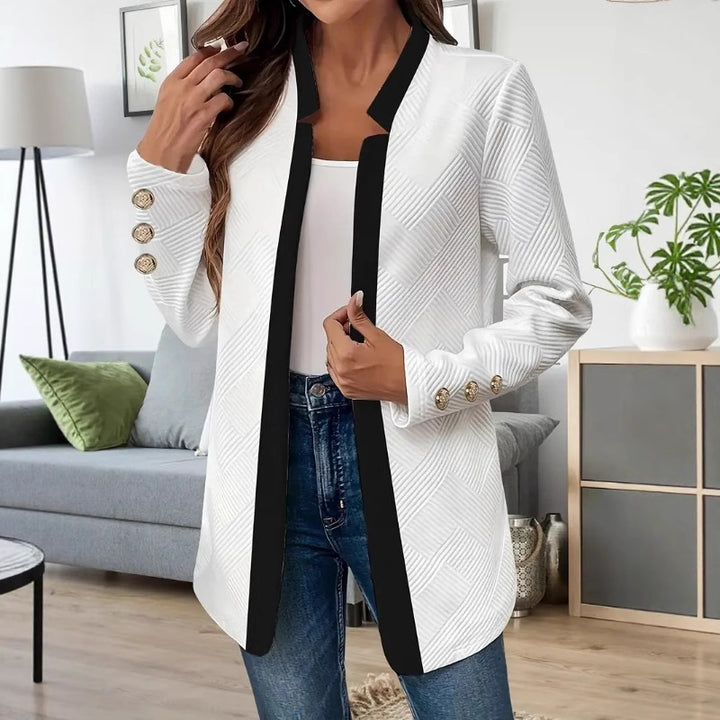 Damen Elegante und schicke Blazerjacke mit Kontrastdetails Drune