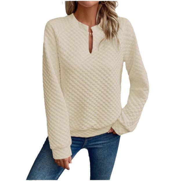 Damen Sweatshirt mit strukturiertem Steppdesign und modischem Ausschnitt Drune