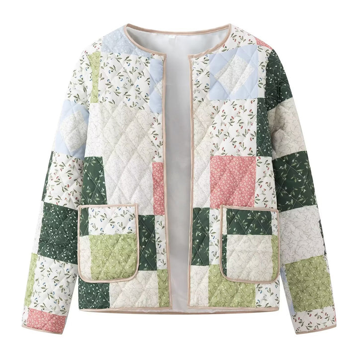 Damen gesteppte Patchwork-Jacke mit praktischen Taschen Drune