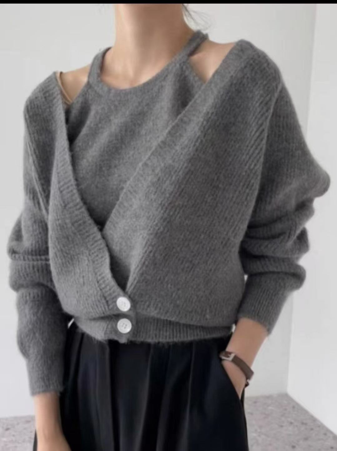 Damen Strickjacke mit offenem Schnitt und Rippstruktur Drune