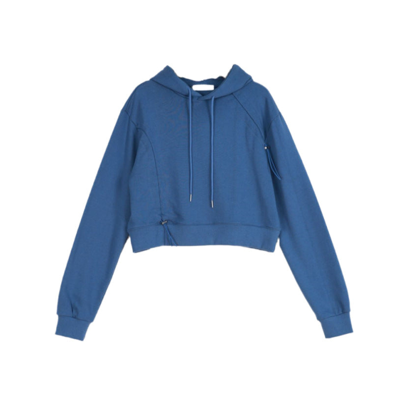 Damen cropped Kapuzenpullover mit verstellbarem Kordelzug Drune